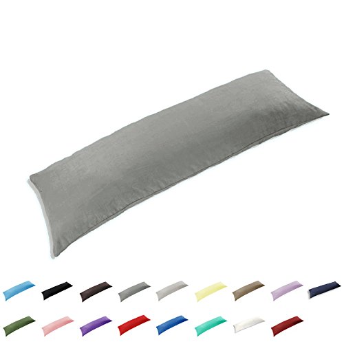 TAOSON 100% Cotton 300 Thread Count Body Pillow Cover Pillowcase Pillow Protector Cushion Cover with Zippers Only Cover No Insert (Chocolate,21"x54")