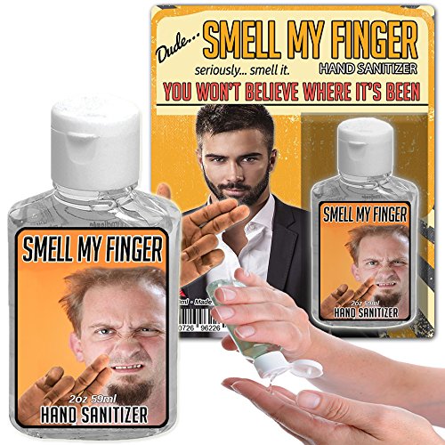 Smell My Finger Hand Sanitizer Gel Ãƒ 2 oz bottle Ãƒ Funny Stocking Stuffers Ãƒ Gag Gifts for Men Ãƒ Dude Gift Ãƒ Sanitizers for Guys - Antibacterial Sanitizer by Gears Out