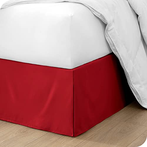 Book Cover Bare Home Pleated Queen Bed Skirt - 15-Inch Tailored Drop Easy Fit - Bed Skirt for Queen Beds - Center & Corner Pleats (Queen, Red)