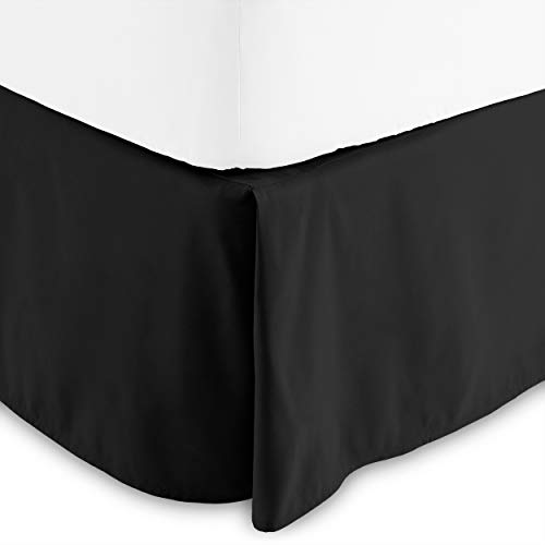 Bare Home Bed Skirt Double Brushed Premium Microfiber, 15-Inch Tailored Drop Pleated Dust Ruffle, 1800 Ultra-Soft Collection, Shrink and Fade Resistant (Queen, Black)