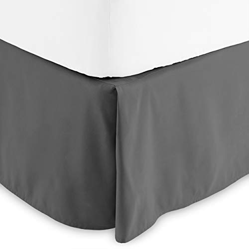 Book Cover Bare Home Pleated Full Bed Skirt - 15-Inch Tailored Drop Easy Fit - Bed Skirt for Full Beds - Center & Corner Pleats (Full, Grey)