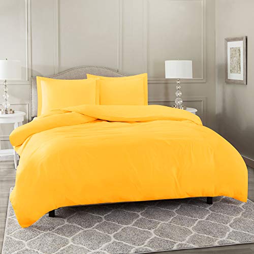 Nestl Bedding Duvet Cover 2 Piece Set - Ultra Soft Double Brushed Microfiber Hotel Collection - Comforter Cover with Button Closure and 1 Pillow Sham, Yellow - Twin (Single) 68"x90"