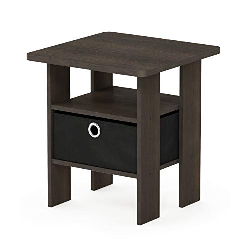 Book Cover Furinno 11157GYW/BK End Table Bedroom Night Stand w/Bin Drawer, French Oak Grey/Black