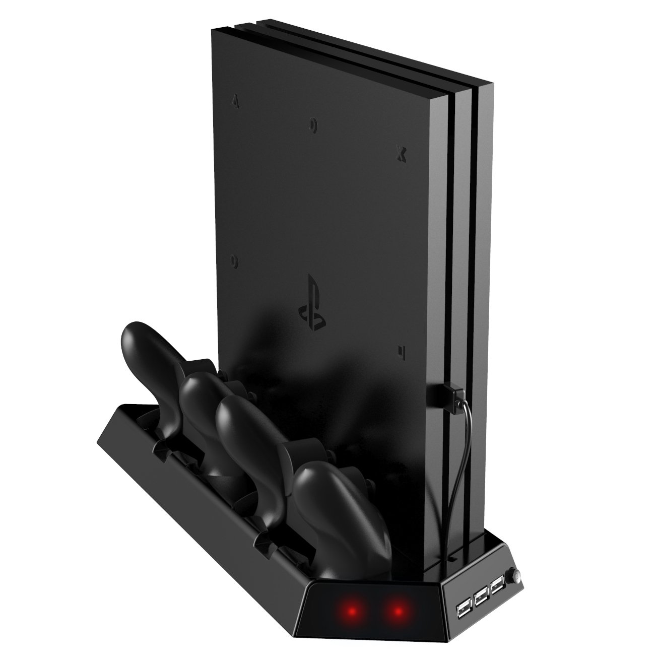 Book Cover Kootek Vertical Stand for PS4 Pro with Cooling Fan, Controller Charging Station for Sony Playstation 4 Pro Game Console, Charger for Dualshock 4 (Not for Regular PS4/Slim)