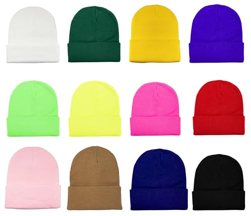 Gelante Unisex Beanie Cap Knitted Warm Solid Color and Multi-Color Multi-Packs