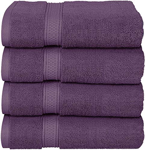 Book Cover Utopia Towels - Bath Towels Set, Plum - Premium 600 GSM 100% Ring Spun Cotton - Quick Dry, Highly Absorbent, Soft Feel Towels, Perfect for Daily Use (4-Pack)
