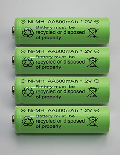 Book Cover BRIGHT ZEAL Pack Of 4 AA High Capacity Battery Replacements for Solar Garden Lights 204 (1.2V, 600mAh) 1012