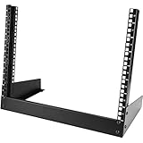 StarTech.com 2-Post 8U Desktop Server Rack, Small Open Frame 19in Computer Rack, Compact Network Rack for AV / Studio / Data / IT Equipment, Free Standing Two-Post Home/Office Rack , TAA (RK8OD)