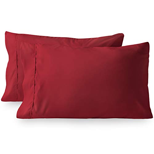Book Cover Bare Home Microfiber Pillow Cases - King Size Set of 2 - Cooling Pillowcases - Double Brushed - Red Pillowcases 2 Pack - Easy Care (King Pillowcase Set of 2, Red)