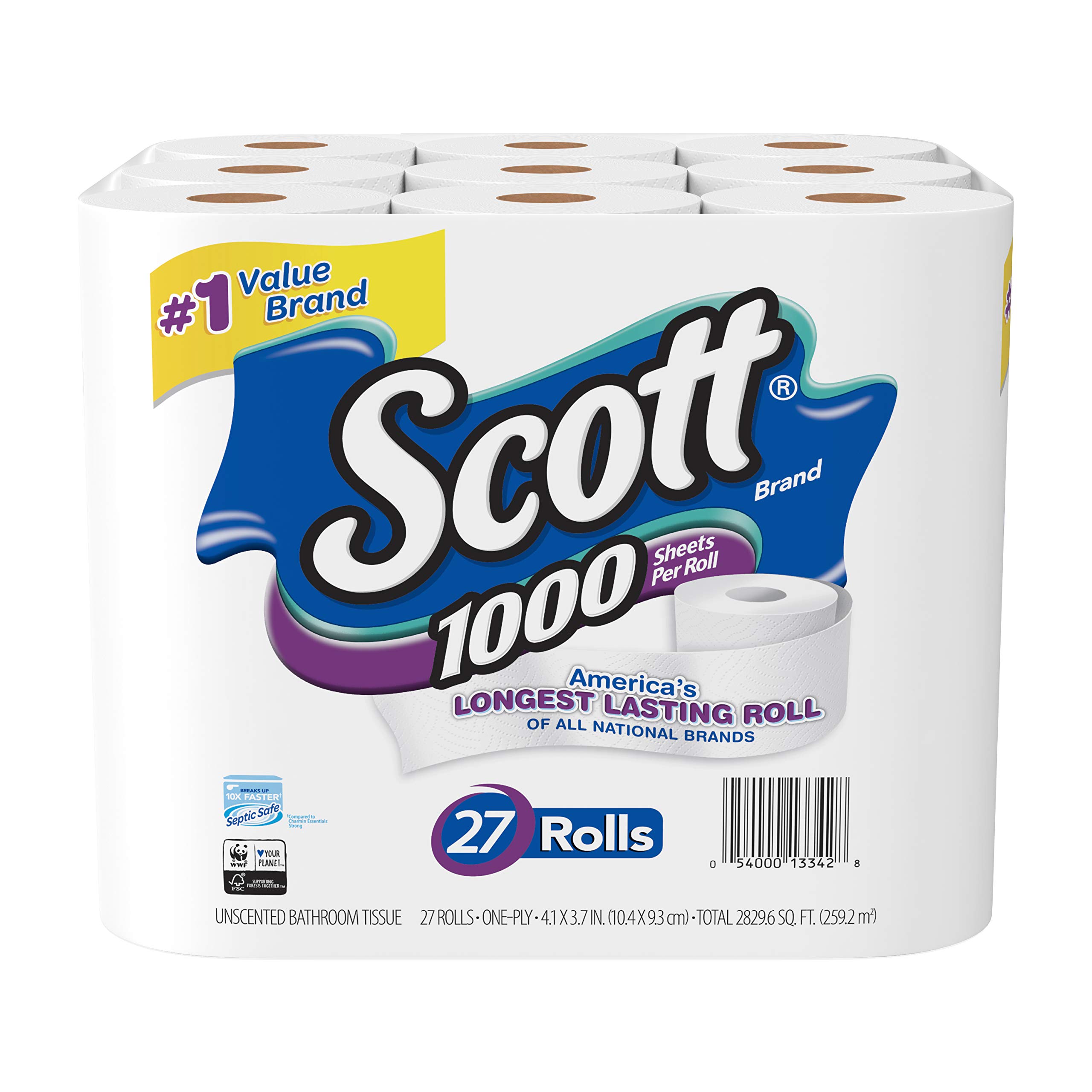 Book Cover Scott 1000 Sheets Per Roll Toilet Paper, 27 Rolls, Bath Tissue