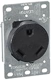 Leviton 30 Amp, 125V, Nema TT-30R, 2P, 3W, Flush MTG Receptacle, Straight Blade, Industrial Grade, Grounding Side Wired, Steel Strap, 7313-S00, Black