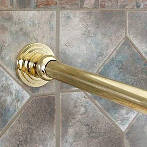 Book Cover Dynasty Hardware DYN-SR60-PB 1-Inch Diameter Shower Curtain Rod and Mounting Brackets, 60-Inch, Polished Brass