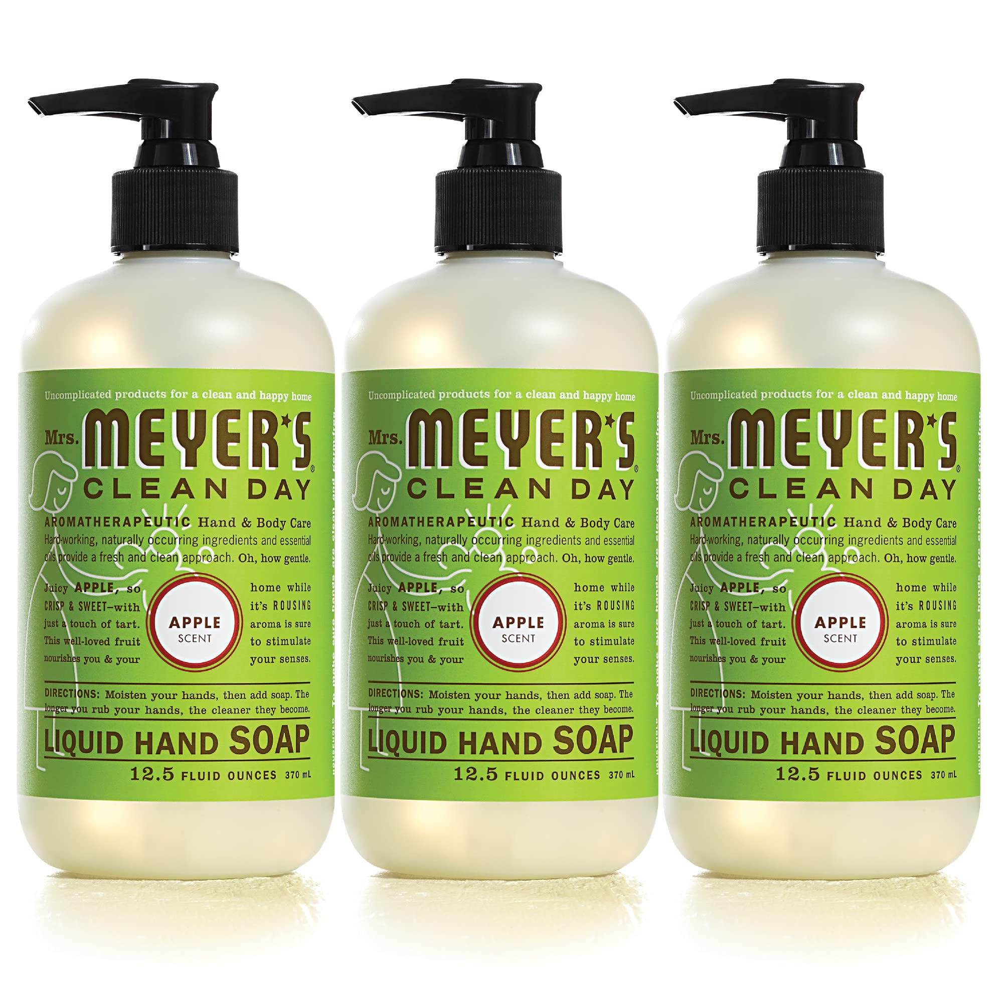 Book Cover Mrs. Meyer's Hand Soap, Made with Essential Oils, Biodegradable Formula, Apple, 12.5 fl. oz - Pack of 3 Apple 12.5 Fl Oz (Pack of 3)