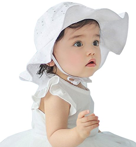Sumolux Infants Baby Girls Sun Hat Floral Hollow Large Wide Brimmed Cotton Sun Protection Toddler Hat