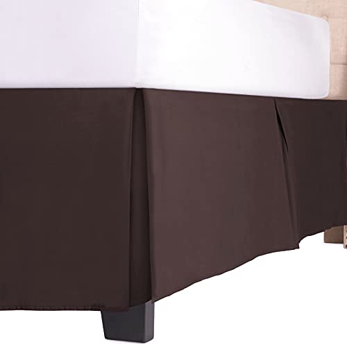 Book Cover Luxury Bed Skirt with 15 Inch Drop - Adjustable Pleated Microfiber Bed skirts with Dust Ruffle Wrap - Full - Chocolate
