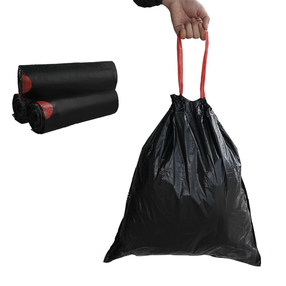 Book Cover Begale 5 Gallon Drawstring Trash Bags, Black (115 Counts/3 Rolls) 115 Count (Pack of 1)