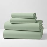 Mellanni Cotton Flannel Sheet Set - Double Brushed for Added Softness & Comfort - Deep Pocket Fitted Sheet up to 16" - 4 Piece Set (Cal King, Sage)