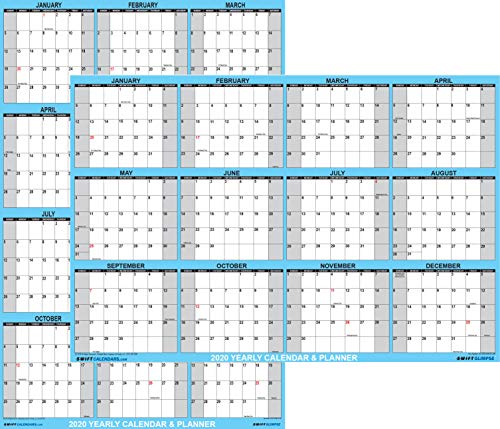 Book Cover SwiftGlimpse Dry Erase Laminated 2020 Yearly Wall Calendar Poster, Horizontal, 12 Months w/Free Wet Erase Marker (24x36)