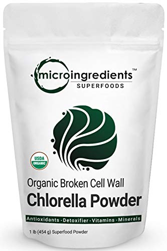 Micro Ingredients Pure Organic Chlorella Powder 1 Pound (454 Grams), Rich Vitamins and Proteins, No Irradiated, No Contaminated, No GMOs and Vegan Friendly.