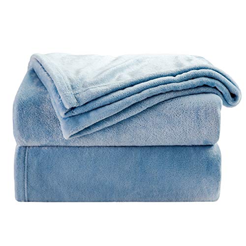 Book Cover Bedsure Fleece Blanket Twin Size Washed Blue Lightweight Blanket Super Soft Cozy Microfiber Blanket