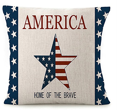 Various Creative American Flag Star Stripes Design And Funny Quote America Home Of The Brave Cotton Linen Throw Pillow Covers Cushion Cover Decorative Sofa Bedroom Living Room Square 18 Inches