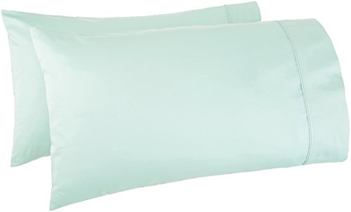 Book Cover AmazonBasics 400 Thread Count Cotton Pillow Cases, Standard, Set of 2, Seafoam Green