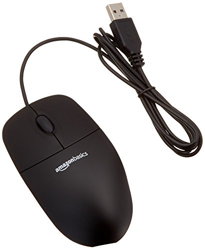 Book Cover Amazon Basics 3-Button USB Wired Computer Mouse (Black), 30-Pack