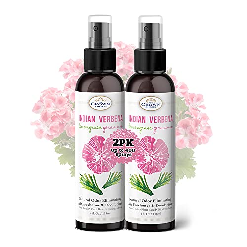 The Crown Choice Natural Air Freshener Spray (2PK) â€” Geranium & Lemongrass Non-Toxic Air Freshener for Home â€” Natural Essential Oil Spray & Odor Eliminator â€” Room Spray Home/Toilet/Room/Lounge 4oz
