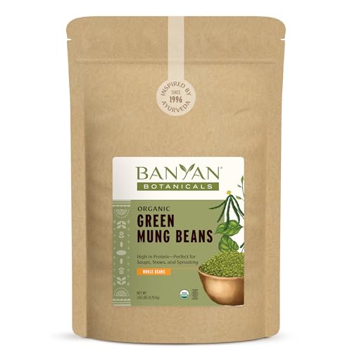 Banyan Botanicals Green Mung Beans - USDA Organic - Non GMO - For Soups, Sprouts, & Easy Digestion 1.65 lb