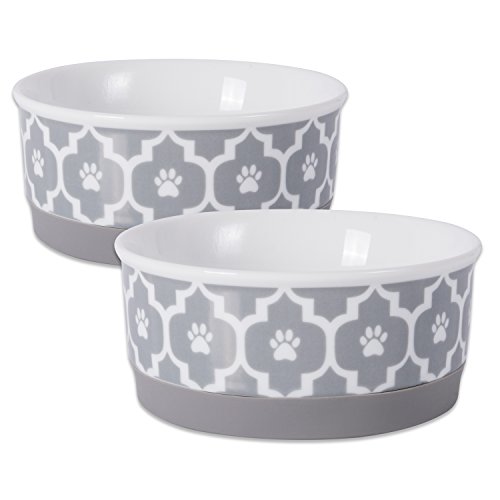 Book Cover Bone Dry Lattice Collection Pet Bowl & Canister, Small Round - 4.25 x 4.25 x 2