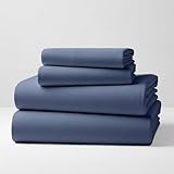 Mellanni Cotton Flannel Sheet Set - Double Brushed for Added Softness & Comfort - Deep Pocket Fitted Sheet up to 16" - 4 Piece Set (Full, Blue)