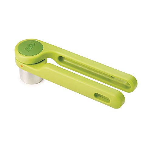 Joseph Joseph Helix Garlic Press Mincer Ergonomic Twist-Action Hand Juicer Stainless Steel, Green, One-Size