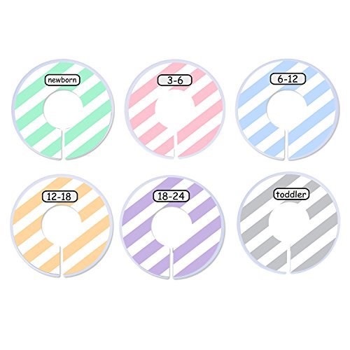 Blulu Diviseurs Taille Placard Closet Sizers pour Bébés Ronde Vêtements Rack Diviseurs, 6 Pièces, 6 Couleurs