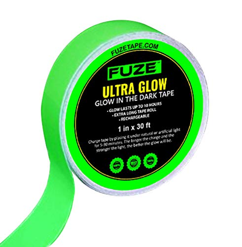 Glow in The Dark Tape - 30 ft x 1 inch - Glow-in-The-Dark Luminous photoluminescent/Luminescent Emergency roll Safety Egress Markers Stairs, Walls, Steps, exit Sign (1)
