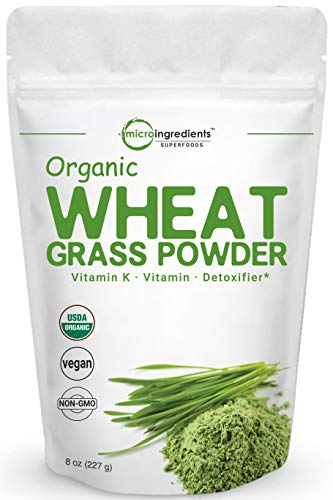 Sustainably US Grown, Organic Wheat Grass Powder, 8 Ounce (75 Serving), Rich in Fiber, Chlorophyll, Fatty Acids and Minerals, No GMOs and Vegan Friendly