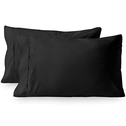 Book Cover Bare Home Microfiber Pillow Cases - King Size Set of 2 - Cooling Pillowcases - Double Brushed - Black Pillowcases 2 Pack - Easy Care (King Pillowcase Set of 2, Black)