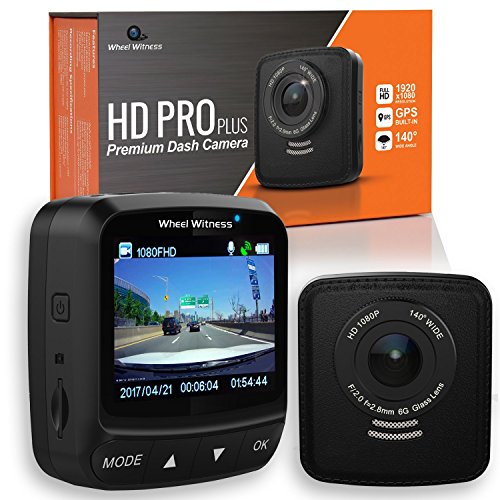 WheelWitness Dash Cam HD PRO Plus - w/WiFi - Premium Dash Camera for Cars - WiFi & GPS, Sony Exmor Sensor, Dashboard Camera, Car DVR, Dual USB Charger, G Sensor, Night Vision + Free 16GB SD