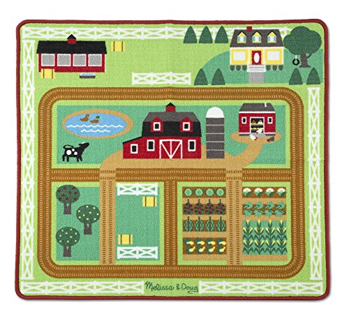 Melissa & Doug Round The Barnyard Farm Activity Play Rug, 39 X 36