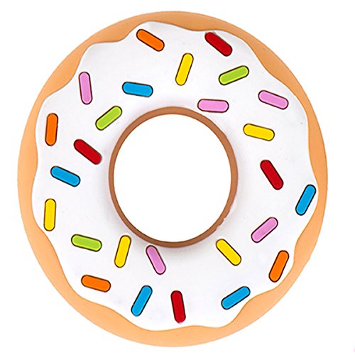 Silli Chews Baby Teether | Vanilla Donut (Doughnut) Silicone Teething Toy for Babies | Use Teething Ring Cold or Frozen for Happy Baby Pain Relief | Infant or Toddler Silly Chew Toy Wafer