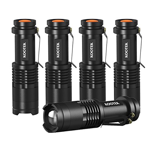 Book Cover Kootek 5 Pack Mini LED Flashlight Ultra Bright 300 Lumens Handheld Flashlights Adjustable Focus Small for Kids Child Camping Cycling Hiking Emergency Torch Light