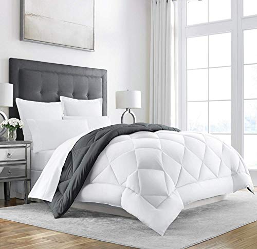 Sleep RestorationÂ King/Cal KingÂ Comforter - Reversible Duvet Insert, Down Alternative Hotel Bedding for Year-Round Comfort -Â Grey/White