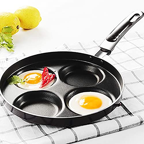 Aluminum 4-Cup Egg Frying Pan Nonstick Fried Egg Pan 9.45 Inch Aluminized Steel ABS Handle Cooker Durable and Heat Resistant for Omelet Eggs Pancakes