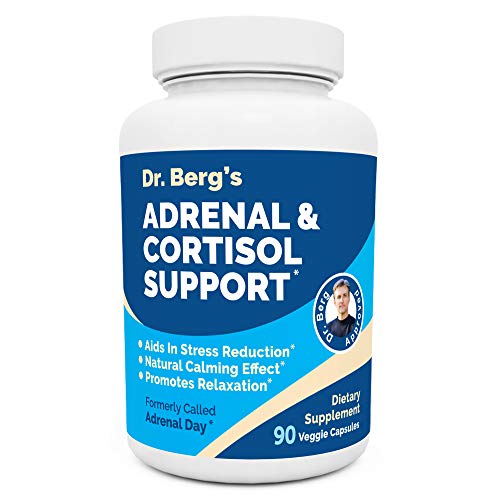 Dr. Bergâ€™s Adrenal & Cortisol Support Supplement - Natural Stress & Anxiety Relief for a Better Mood, Focus and Relaxation - Turn Off Your Busy Mind - Vegetarian Ingredients 90 Capsules (1 Pack)