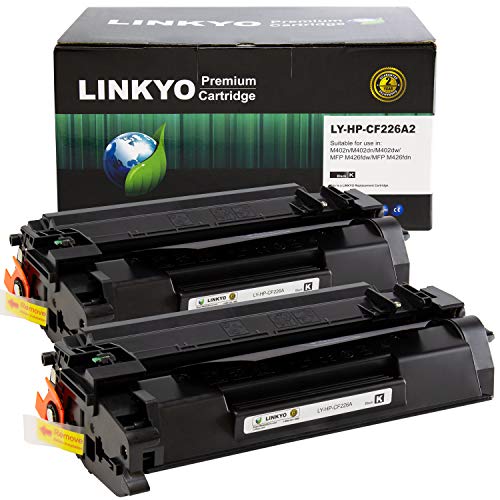 LINKYO Replacement Toner Cartridges for HP 26A CF226A (Black, 2-Pack)