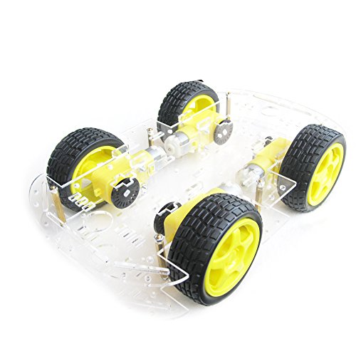 4 Wheel 2 Layer Robot Smart Car Chassis Kits with Speed Encoder for Arduino DIY (Yellow)