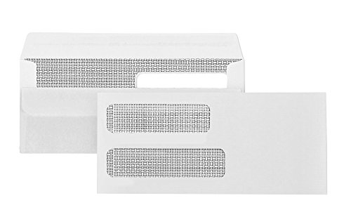 500#10 Flip and Seal Double Window Security Envelopes-Perfect Size for Multiple Business Statements, Quickbooks Invoices, and Return Envelopes -4 1/8 X 9 ½''