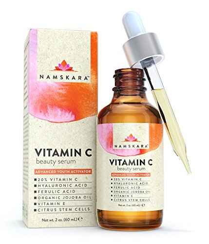 Namskara Vitamin C 2oz Serum for Face 20% with Hyaluronic Acid, Vitamin E & Citrus Stem Cells - Best Natural Organic Anti Aging Formula to Correct Age Spots, Sun Damage, Fine Lines & Wrinkles