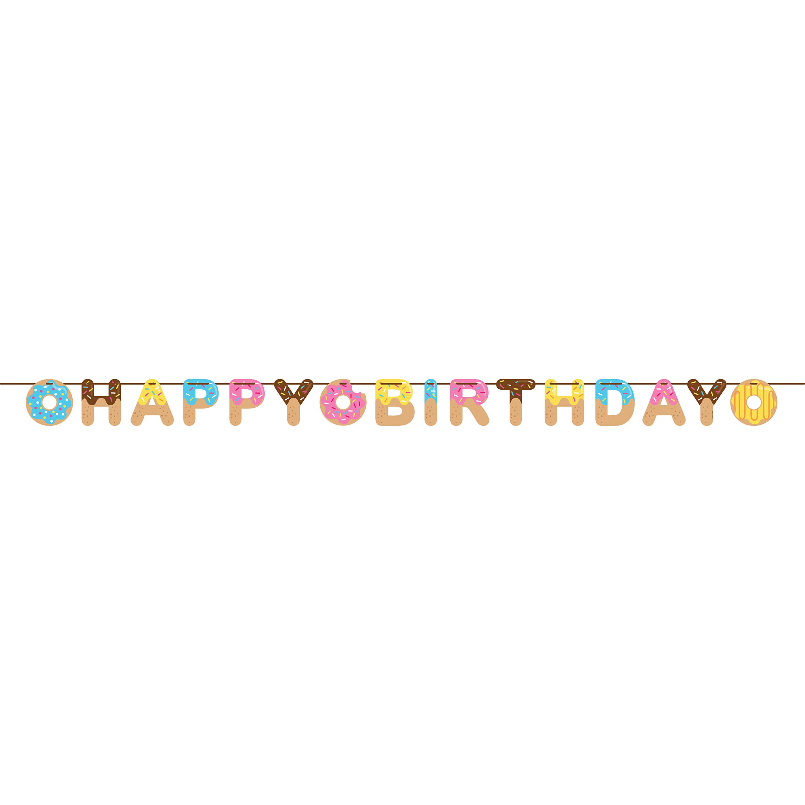 Creative Converting Donut Happy Birthday Ribbon Banner Party Supplies, Multicolor 6" x 8.5'