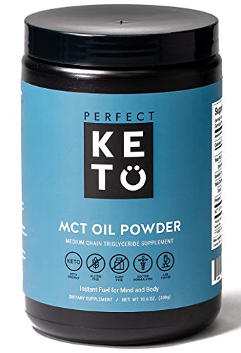 Book Cover Perfect Keto MCT Oil C8 Powder, Coconut Medium Chain Triglycerides for Pure Clean Energy, Ketogenic Non Dairy Coffee Creamer, Bulk Supplement, Helps Boost Ketones, Unflavored