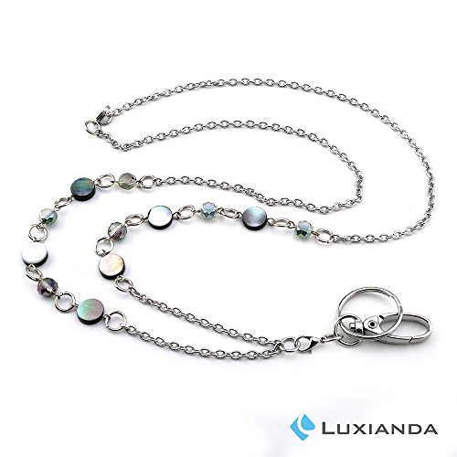 LUXIANDA Beautiful ID Necklaces ID Balled Beads Lanyards for Keys ID Badge Holder Stainless Steel Chain